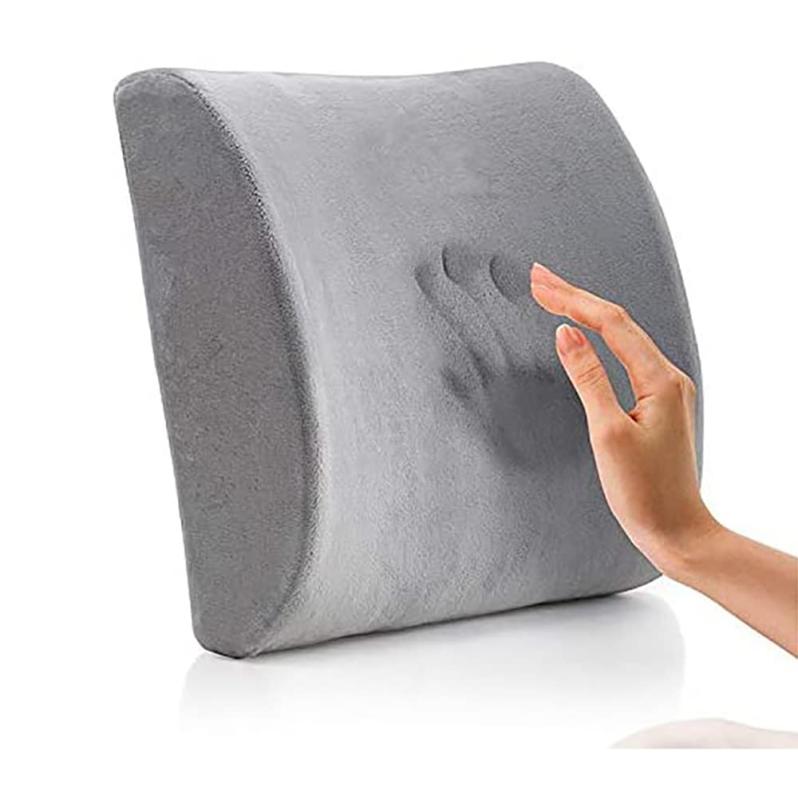 Ecloud Shop 調節可能なストラップ付きバッククッション低反発腰椎サポートパッド、オフィスチェアやカーシート - グレー