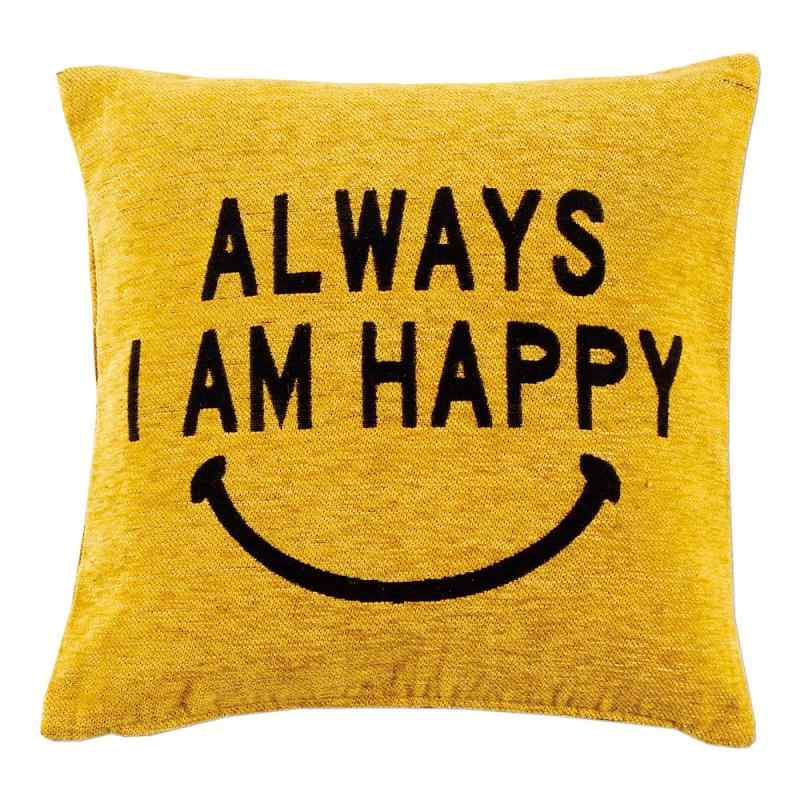 ケーアイジャパン クッションカバー イエロー 約45×45cm ハッピーYE
