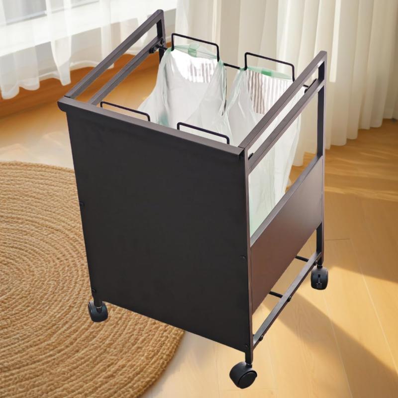 Secchuu 目隠し分別ダストワゴン 3分別 スチール製 ゴミ袋ホルダー W50.5XD32XH63cm ゴミ袋スタンド タ..