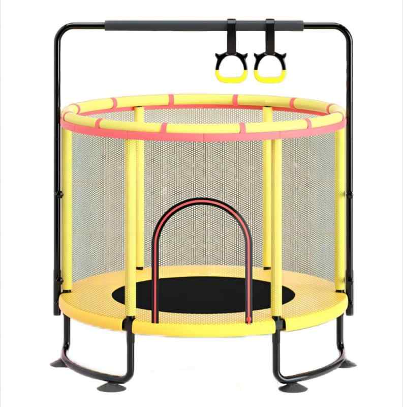 室内用トランポリン 二層フレーム構造 安全静音設計 耐荷重150kg 直径140cm 補助手すり付き家庭用 大人 子供用トランポリン 室内 クササイズ トレーニング セーフティネット付きトランポリン