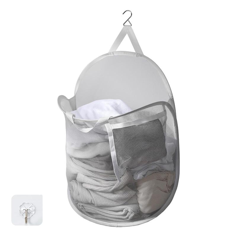 TECHMILLY ランドリーバスケット 壁掛け 洗濯かご 折りたたみ