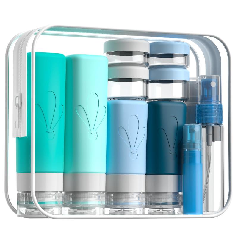 INSFIT シリコーン旅行用ボトルセット 17点セット 旅行用トイレタリー BPAフリー 漏れ防止 絞り出し可能なシリコーンチューブ シャンプー・コンディショナー・ローション・石鹸用 ラベル付