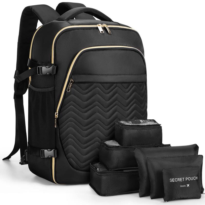 Lekesky トラベルバックパック キャビンサイズ - 17インチ ラップトップ 機内持ち込み 防水 リュックサック 男女兼用