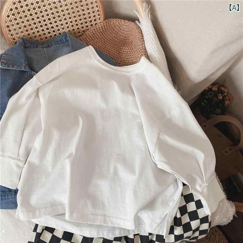 Rakuten - 子供服 Tシャツ 長袖 綿100% 春秋 トップス 男の子 女の子 白色 かわいい 普段使い カジュアル 普段使い カジュアル オシャレ
