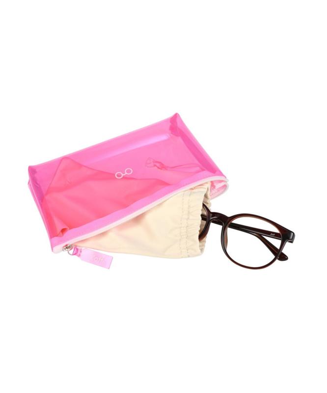 [ゾフ] メガネポーチ（メガネ拭き素材の巾着付き）｜クリア ネオンカラー ポーチ メガネケース サングラスケース 可愛い オシャレ 蛍光色 化粧ポーチ トラベルポーチ ペンケース