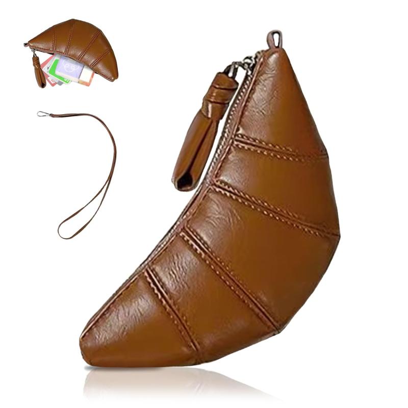 CROWNCAT ミニポーチ レディース 化粧ポーチ 【パンみたいなかわいい形クロワッサンポーチ＆コスメ・小物・小銭など多用途OK】