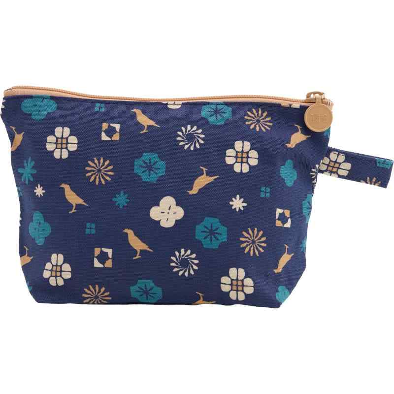 inBlooom 印花楽 台形ポーチ レディース 化粧ポーチ 布製 台湾雑貨 大容量 小物入れ ファスナー付き マチあり 収納ポーチ