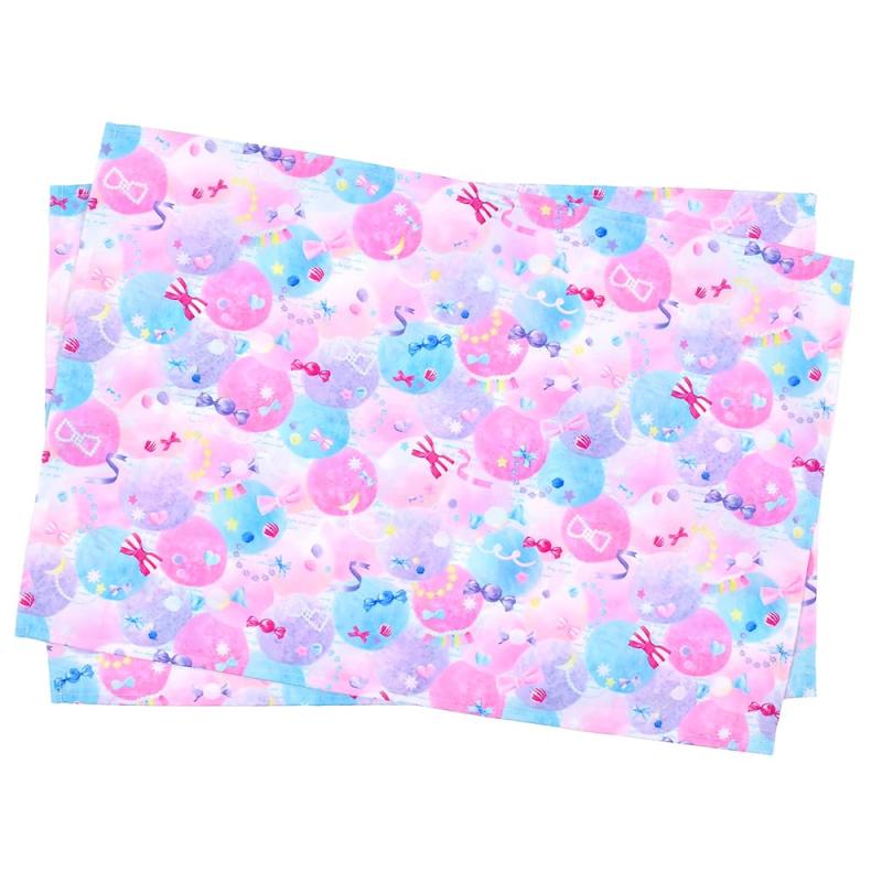 COLORFUL CANDY STYLE ランチョンマット(40cm×60cm) 撥水ノーアイロン 2枚セット ふわふわキュートなキャンディポップ 撥水 軽量 汚れにくい シワ防止 ノーアイロン 女の子 NL202620-NVL2511 ポケット