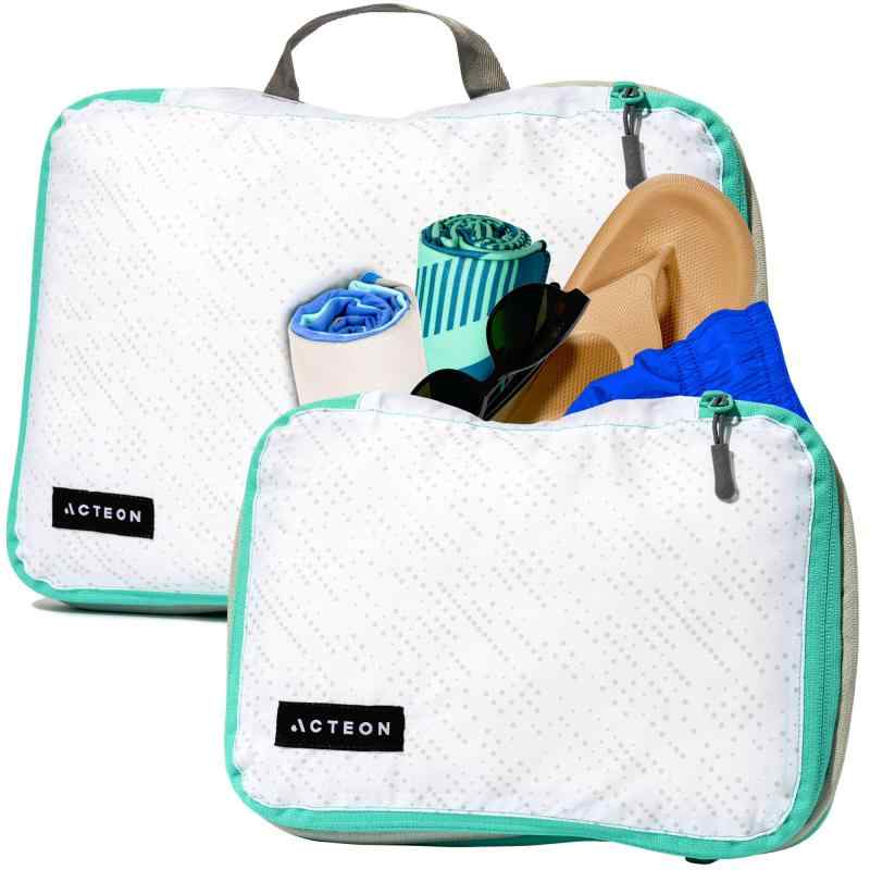 Acteon Packing Cube 旅行用 圧縮 収納 バッグ 衣類整理 ポーチ スーツケース 整理 メッシュ 収納 スペース節約 防滴 2個 セット