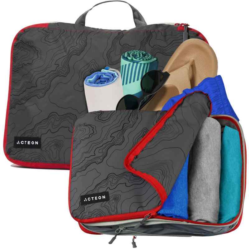 Acteon Packing Cube 旅行用 圧縮 収納 バッグ 衣類整理 ポーチ スーツケース 整理 メッシュ 収納 スペース節約 防滴 2個 セット