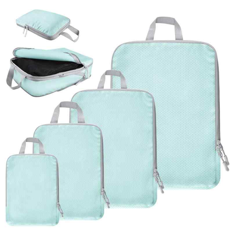 【驚きの圧縮効果・旅行上手の秘密アイテム・4枚セット】 トラベルポーチ 旅行用压縮袋 軽量 防水 大容量 衣類をしっかり圧縮 衣類仕分け スペース節約 防水 防塵 小物 靴用 下着収納 整理