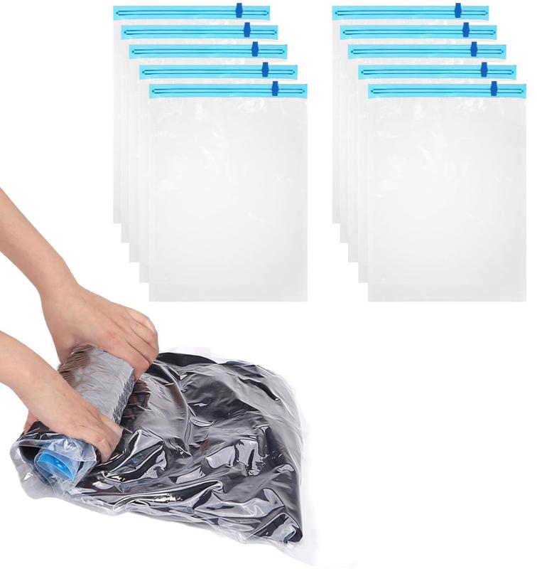 圧縮袋 旅行 衣類圧縮袋 衣類収納袋 旅行用 真空あっしゅく袋 くるくる圧縮袋 掃除機不要 衣類あっしゅ..