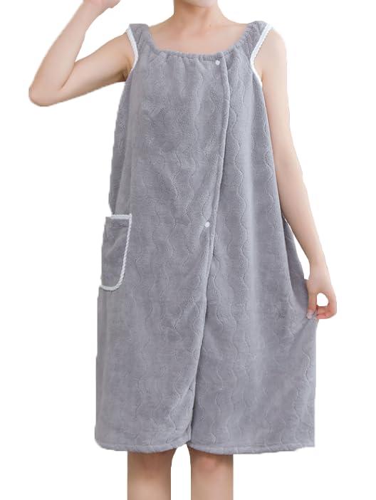 [LYING] ラップタオル 大人用 女性 バスローブ レディース タオル生地 速乾 超吸水 ふわふわ 巻きタオル 大判 おしゃれ タオルワンピース 風呂上がり 温泉 ジム プール 海水浴 女子 部屋着 バ