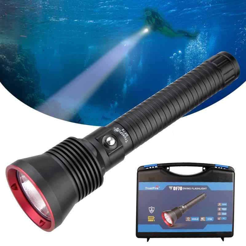 TrustFire ダイビングライト スキューバダイビングライト 水中ライト 超長遠射 ビデオカメラ 写真 撮影 ダイブライト LED 懐中電灯 USB充電式 水中 70M