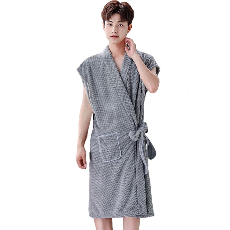[OYIYI] バスローブ メンズ マイクロファイバー ガウン 着るバスタオル 優しい肌触り 吸水 通気 速乾 男女兼用 前開き 腰ベルト付き 着脱便利 大判 約100*160cm 部屋着 ルームウェア ホテル お風