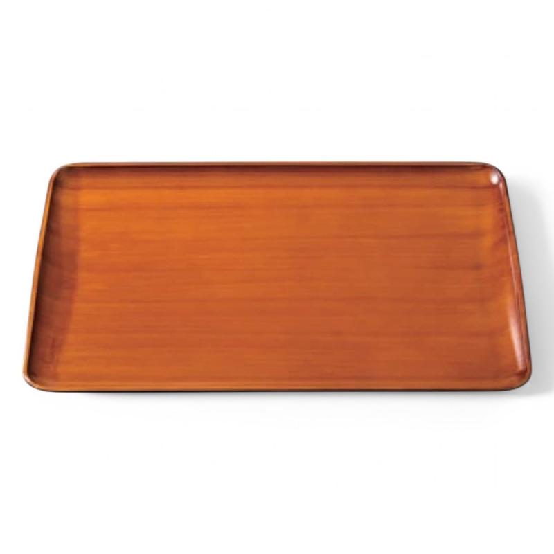 J-kitchens ランチョンマット 盆 日本製 上品 盆 トレー 尺2スレンダー チーク木目弱SL(36cm x 24.3cm x 2.2cm)(3.0)
