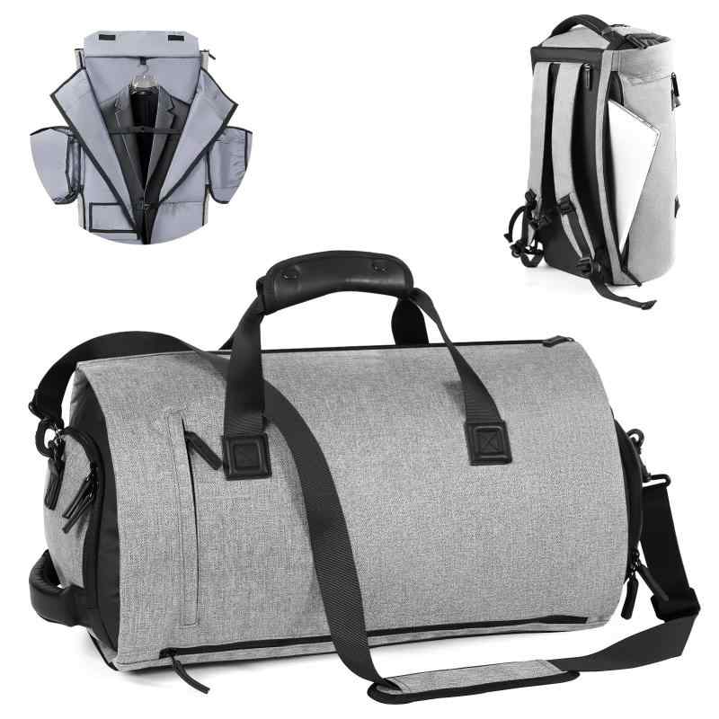 Packitvel 45L 変換可能 ガーメントバッグ バックパック ストラップ 付き 取り外し可能 ショルダーストラップ 付き 5 in 1 キャリーオン ウィークエンドダッフルバッグ シューズポーチ 付き 男女