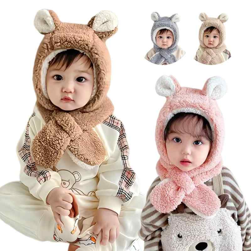 [Masonanic] 1～4歳用 帽子 冬 子供 ベビー 耳付き 赤ちゃん うさぎ 男の子 女の子 ベビー キッズ ニット帽 ネックウォーマー 兎耳 フードウォーマー キッズ マフラー 一体