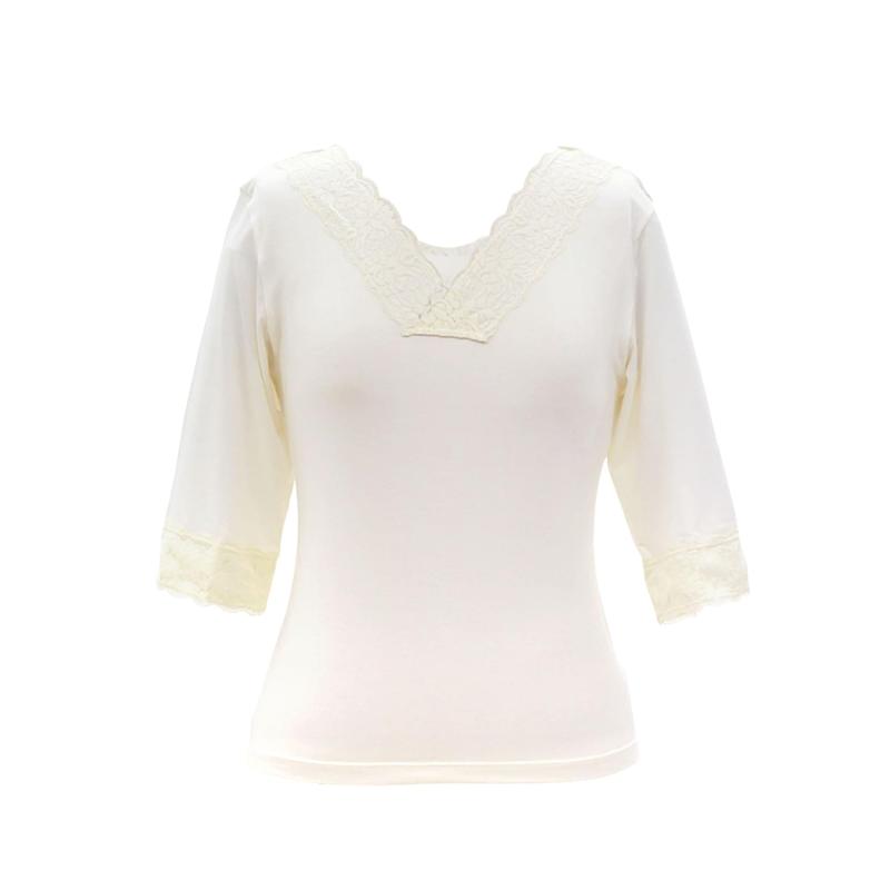 [NISHIORI] 和装インナー 「ヒート＋ふぃっと」七分丈 シャツ 袖レース 肌襦袢 シャツ 七分丈袖 東レ ..