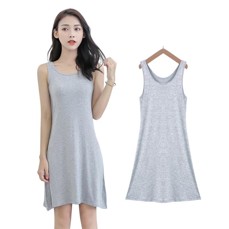 [WindTour] ペチコート レディース Uネック 透け防止 モダール スリップ キャミワンピース インナーワンピース 重ね着 タンクワンピース ロングワンピース キャミソール ロングタンクトップ