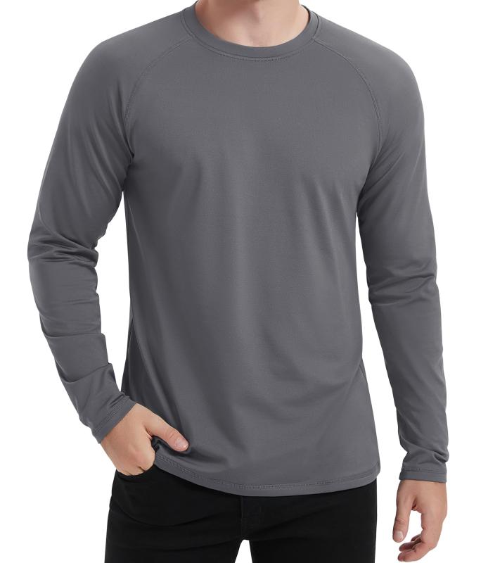 [MAGCOMSEN] 長袖tシャツ メンズ インナー 裏起毛 薄手 アンダーシャツ 防寒 スポーツウェア 吸湿 通気 ストレッチ 部屋着 ゴルフウェア クルーネック 秋冬服