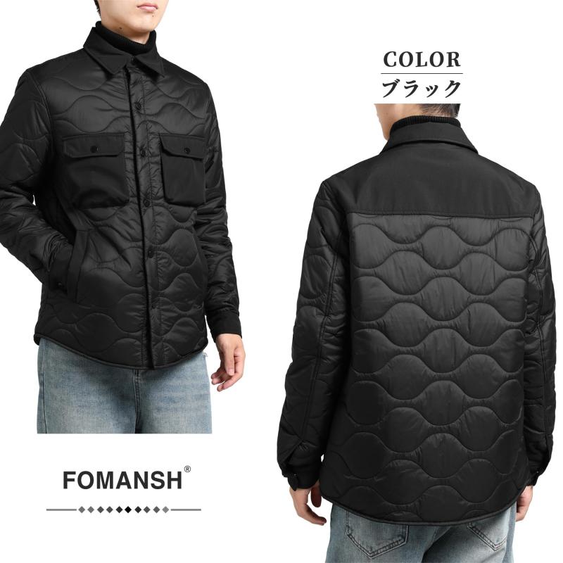[FOMANSH] メンズ ダウンジャケット 綿入れ ジャケット スタンドカラー ノーフード 多ポケット 防寒 保温 アウター スリムシルエット