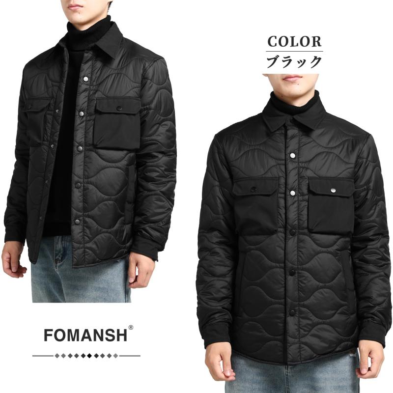 [FOMANSH] メンズ ダウンジャケット 綿入れ ジャケット スタンドカラー ノーフード 多ポケット 防寒 保温 アウター スリムシルエット