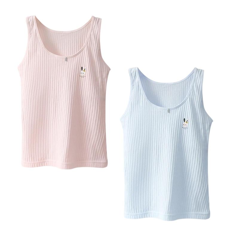 [SophroniaTerri] 下着専門店 ジュニアブラトップ 2枚セット 8-14歳 胸二重 やわらか ジュニア インナー キャミソール ブラジャー 子供肌着 吸汗 速乾性 ムレにくい 小学生 中学生 ガールズ 女の子