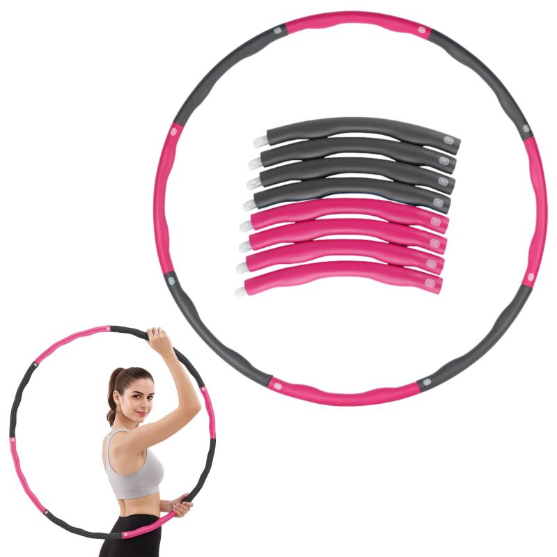 East Leaf フラフープ ダイエット 大人～子供 直径96cm 8本組 組み立て式 サイズ調整可 有酸素運動 初心者向け 凹凸有 重い