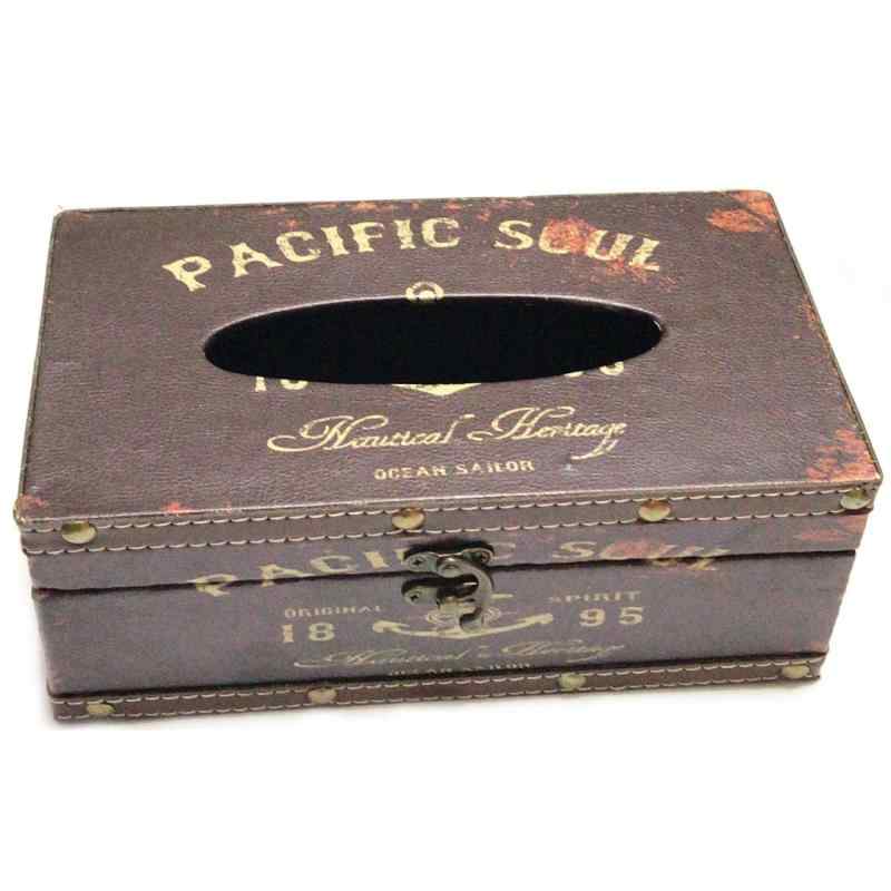 [Fumemo] ティッシュ ペーパー ボックス カバー ケース アンティーク レトロ ヴィンテージ 風 アメリカン 雑貨 木製