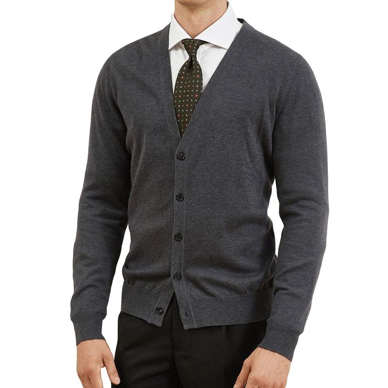 乐天商城 - [§DAY　CLOTH∞Daycloth] カーディガン メンズ Vネック セーター ニット 無地 長袖 綿 100 コットン ボタン 春 秋 冬 ビジネス 学生 大きいサイズ スクールカーディガン 男