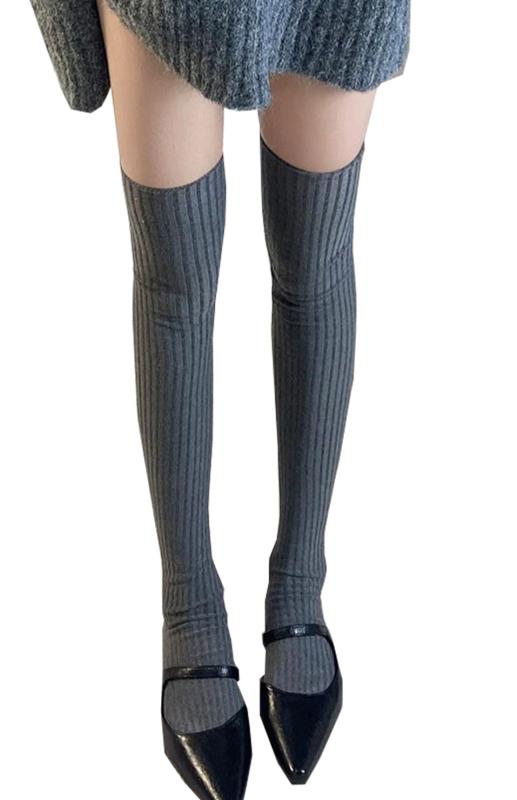 [Roiyezo] ハイソックス オーバーニーソックス レディース サイハイソックス 綿靴下 リブニット厚手 ニーハイソックス 美脚