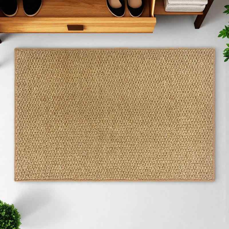 Pleadeliyループウール玄関マット 50×80cm お手入れ簡単ペット 引っ掻き防止マット抗菌滑り止め収納便..