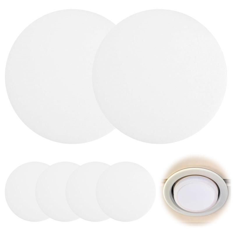 PAVIKE アンチグレアランプシェード 減光シール led 6PCS LED 減光シール led減光シール 遮光テープ 遮光シート 円形 ホワイト 照明色補正シール 遮光 眩しくない 円形 天井ランプ スポットライトled減光シール 照明：このLED 減光シールは光を拡散し、眩しさを軽減する高品質のカバー。テーブルランプ、デスクランプ、シャンデリアなどに最適。耐久性のある素材：アンチグレアランプシェードは柔軟で高級なプラスチック素材で作られており，防湿性があり、カビが生えにくく、長期間使用できます。簡単な取り付け：電球部分に埃が入り、照明不良を引き起こすのを防ぐことができます。シンプルな構造で、軽量で取り付けが簡単。掃除も簡単です。（取り付け時のご注意：必要サイズにカットした後、ダウンライトカバーに取り付けてください。高温による遮光シートの変形を防ぐため、直接光源に近接させないようご注意ください。）多目的に使用可能：半透明のディフューザーは、幅広い用途に適しています。テーブルランプ、デスクランプ、シャンデリアなどに最適。【仕様】カラー：ホワイト；素材：プラスチック；サイズ：13.5X13.5cm。6枚の大容量で全室に対応。