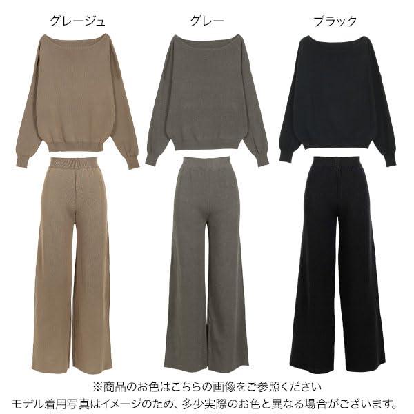 [神戸レタス] ニット セットアップ オフショル ワイドパンツ セーター レディース ...
