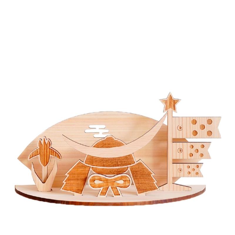 木製節句飾り 人と木 五月人形 コンパクト 木製 おしゃれ 卓上 5月人形 兜飾り 兜 クムキ 羽  ...