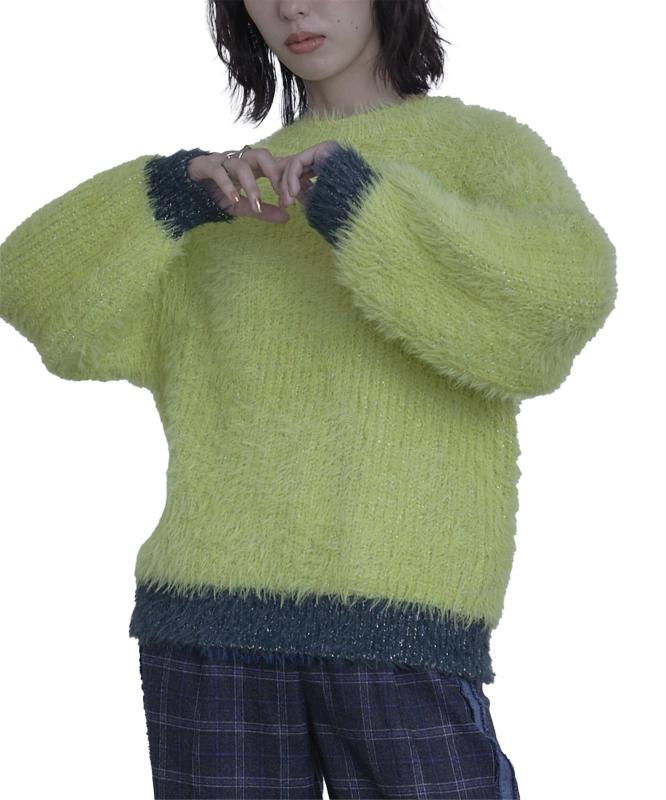 [miette] 配色 ラメ シャギー ニット REXT0261 レディース