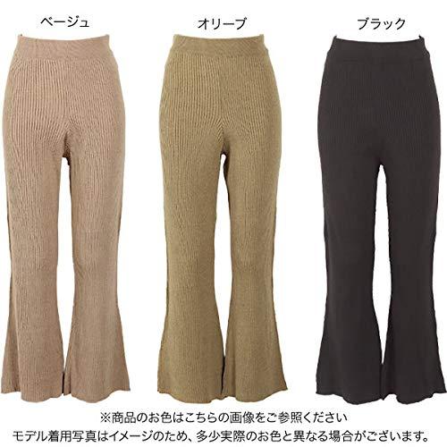 [神戸レタス] リブニットウエストゴムフレアパンツ [M3046]
