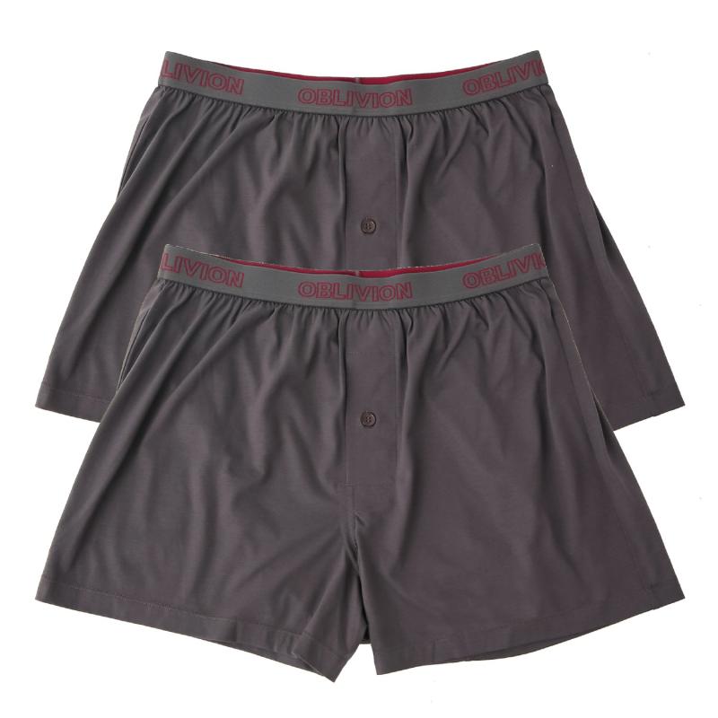 [オブリビオン] ニットトランクス 綿とモダールの交ぜ織り 前開きボタン付き 2枚組