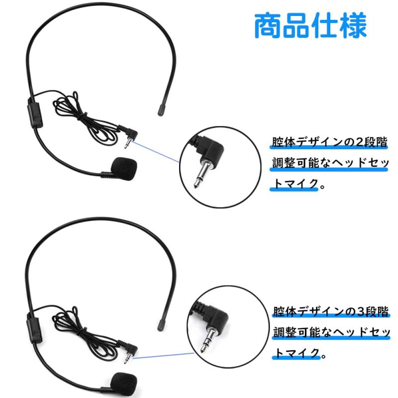 サムコス クリップマイク 3.5mm ヘッドマウント 2個セット ヘッドセットマイクキット 有線ミニコンデンサーマイク 会議・プロモーション・教育・講演用 有線タイプ 拡声器対応