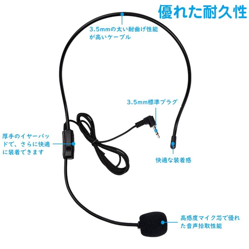 サムコス クリップマイク 3.5mm ヘッドマウント 2個セット ヘッドセットマイクキット 有線ミニコンデンサーマイク 会議・プロモーション・教育・講演用 有線タイプ 拡声器対応