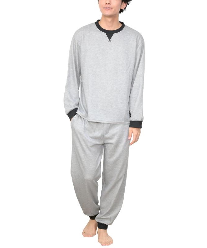 [ON NISHIKI] スウェット メンズ 上下セット 裏綿100％ 薄手 肌に優しい パジャマ 長袖 長ズボン 秋 冬 春 ダンボールニット 配色 ルームウェア 部屋着 M/L/LL/3L