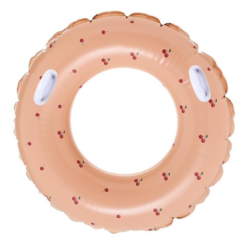 AiMMei 浮き輪 100cm 成人用 持ち手 うきわ 耐久性 安定性 気漏れにくい フロート おしゃれ O型 夏の日 猛暑対策 お盆 プール 海水浴 誕生日 中学生 プレゼント (100#取っ手付き, さくらんぼ)