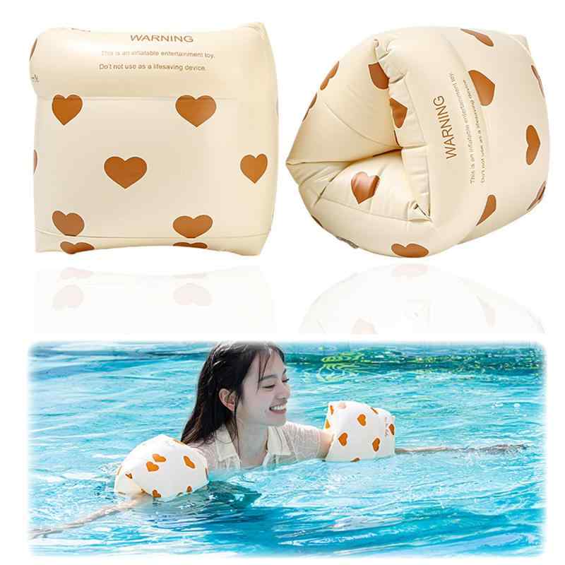 DELUXEFOX アームリング 子供用 腕浮き輪 2個セット 浮き輪 腕浮き輪 腕輪 子供用浮き輪 アームヘルパー 強い浮力 幼児用 男女兼用 スイミング 補助具 水泳用品 水泳練習用具（ハート型）