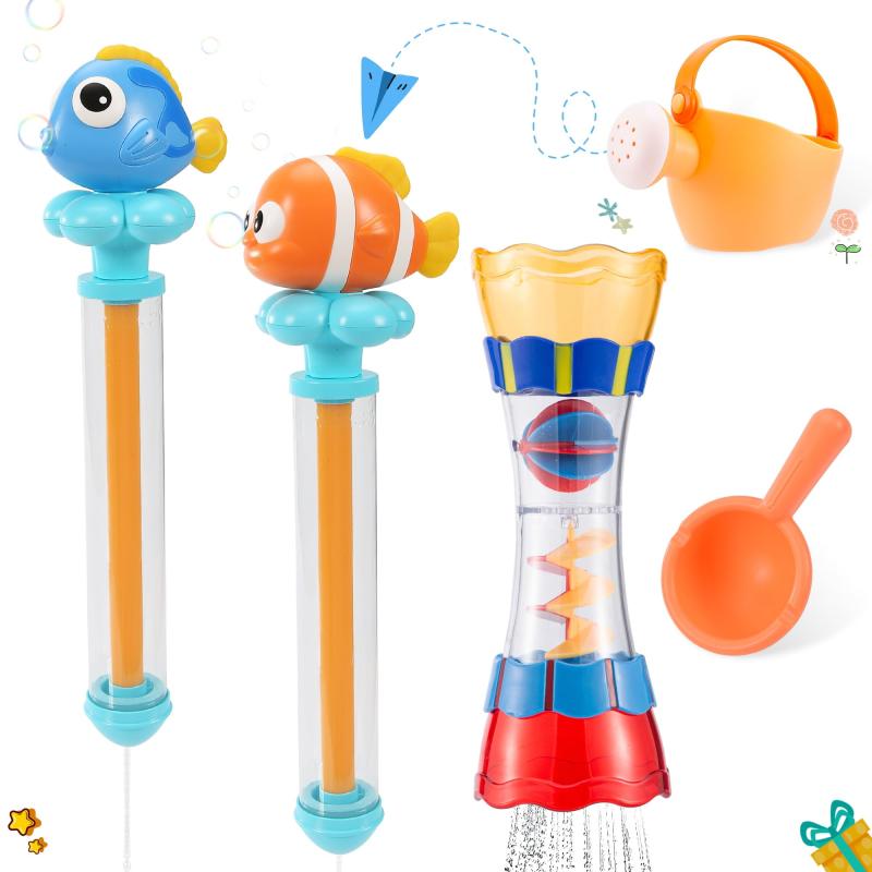Qiqutop 水遊び おもちゃ プール 玩具 お風呂 おもちゃ 水鉄砲 子ども ジョウロ ひしゃく 水てっぽう 5点セット 柔らかい 子供 収納バッグ付き
