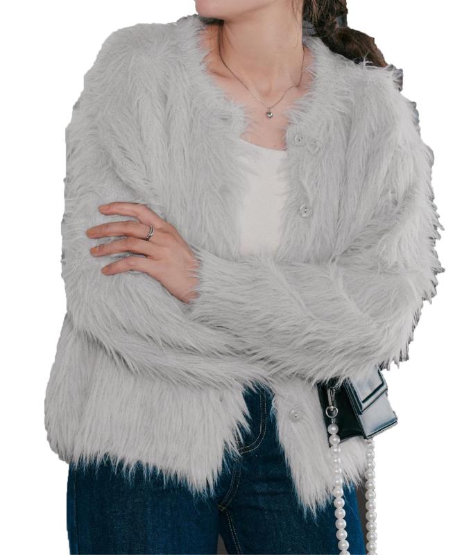 [ティティベイト] ロングシャギー ニット カ...の紹介画像2