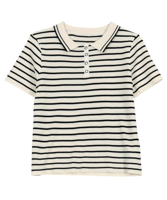 [神戸レタス] ポロ ポロニット トップス 半袖 ニット 襟付き おしゃれ カジュアル レディース 夏 夏服 学生 [N1193]