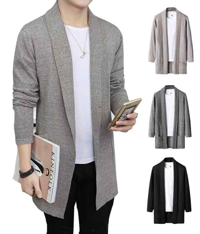 [LLHfashion] メンズ ロング カーディガン ニット 無地 羽織り 前開き カーディガン ジャケット ゆったり 大きいサイズ 防風 防寒 暖かい秋 冬服