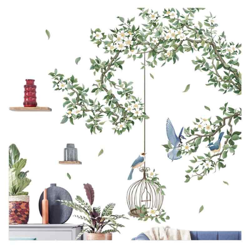 PreQuoro 白い小花の植物 ウォールステッカー｜ナチュラル 北欧 韓国インテリアに最適 壁紙リメイクにも 【貼ってはがせる】