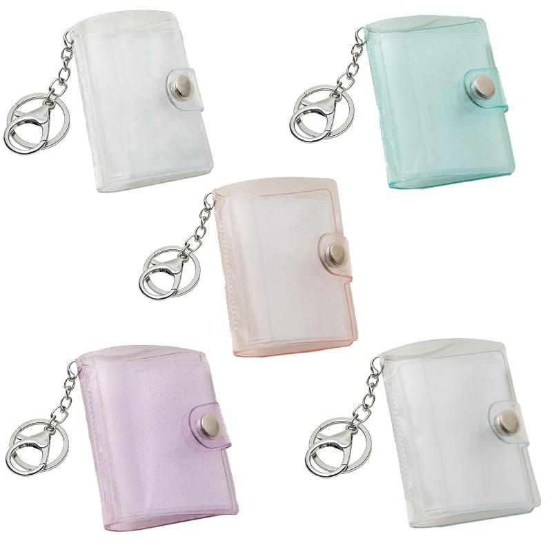 5個パック ミニアルバムキーホルダー フォトアルバム ロブスタークラスプをアップグレードしてください ミニシール帳 透明クリアポケット 2インチ 28枚収納 写真入りキーホルダー アルバ